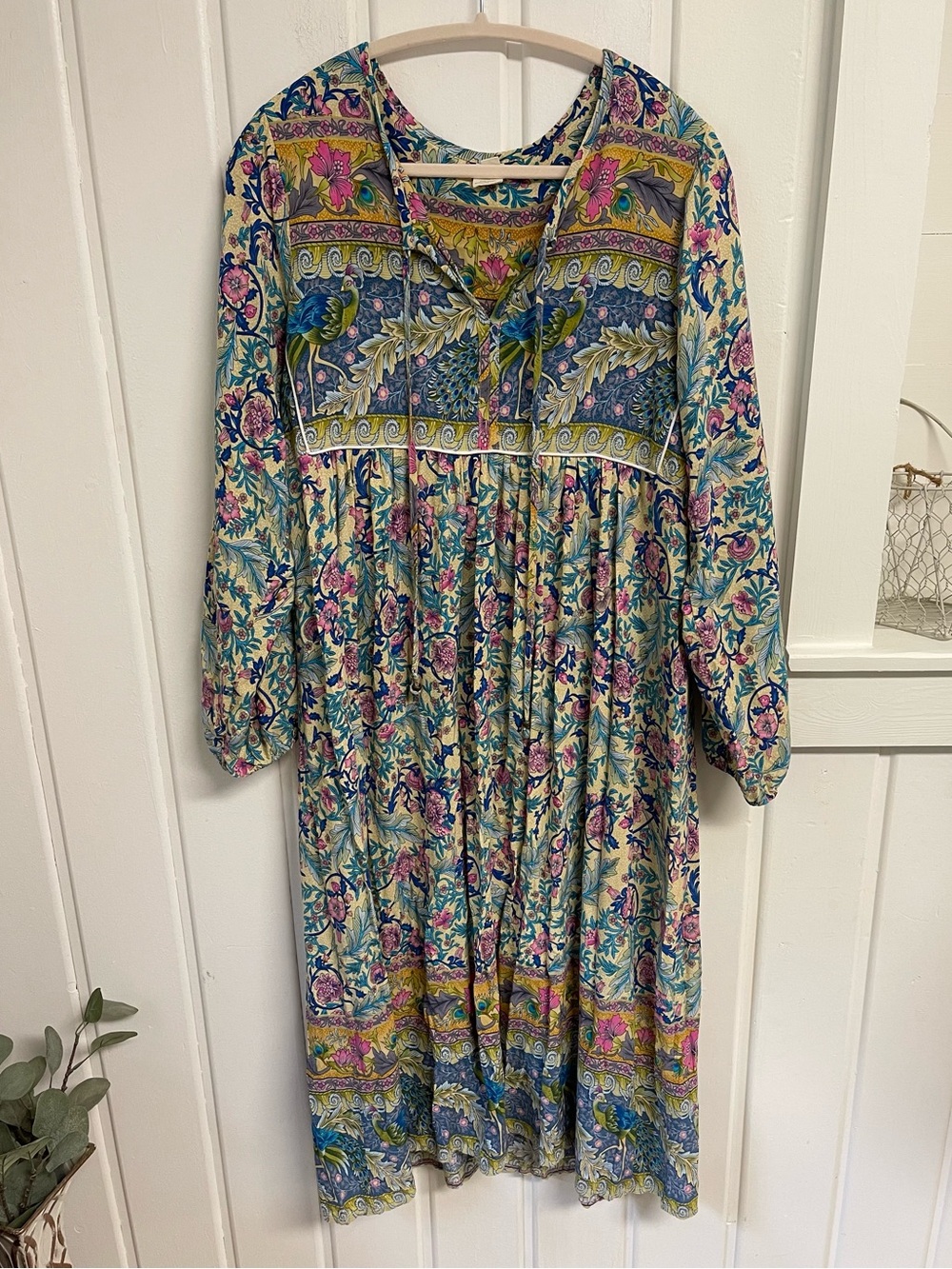 This & That Peacock Print Rayon MIDI Dress
